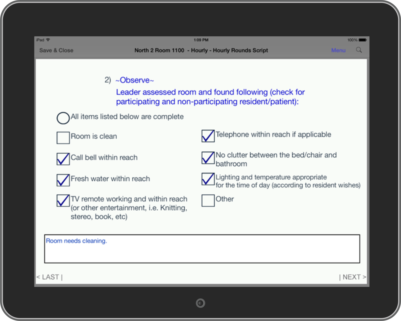 iPad Rounding Form Screenshot
